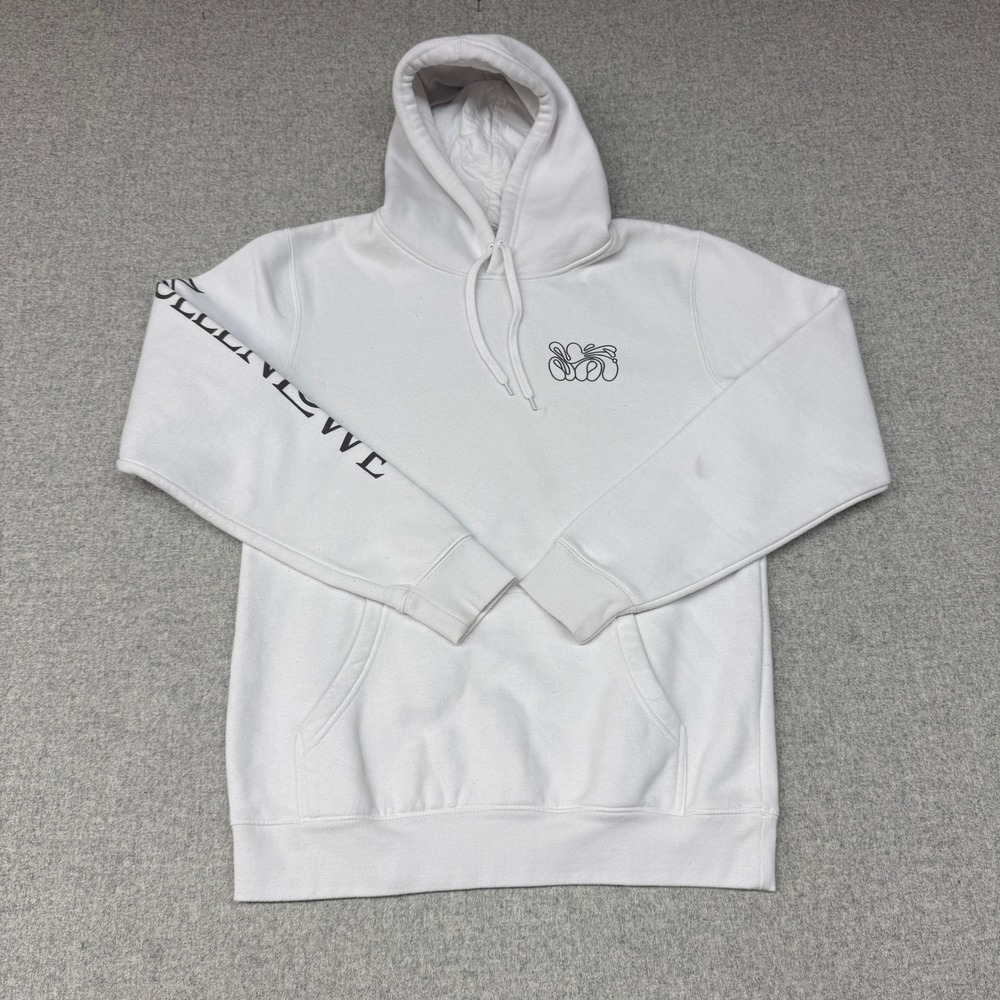 AS Colour Stencil Hoodie Size M White Silent Wave Graphic Print Pullover Mens